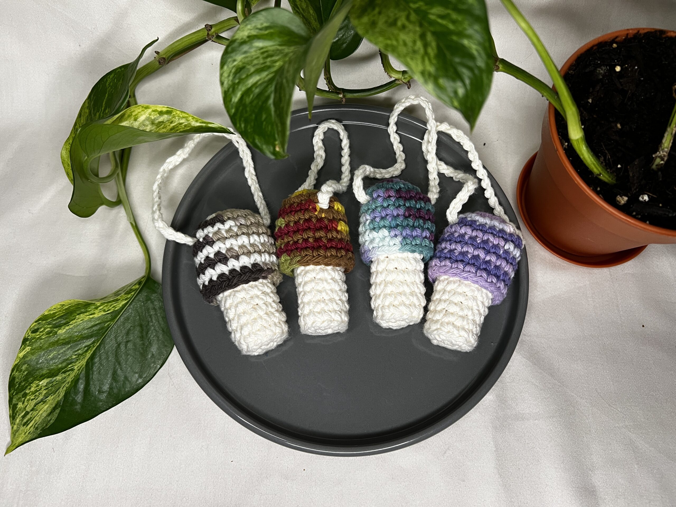 Cotton Crochet Mushroom Lighter/Lipgloss Holders